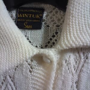 Women's Size Small Vintage (1970) Cream Sweater Cardigan